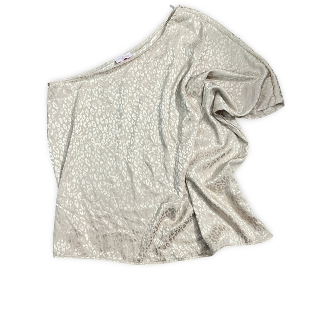Leopard Print Top Beige Cheetah Print Off the Shoulder Shirt Size L